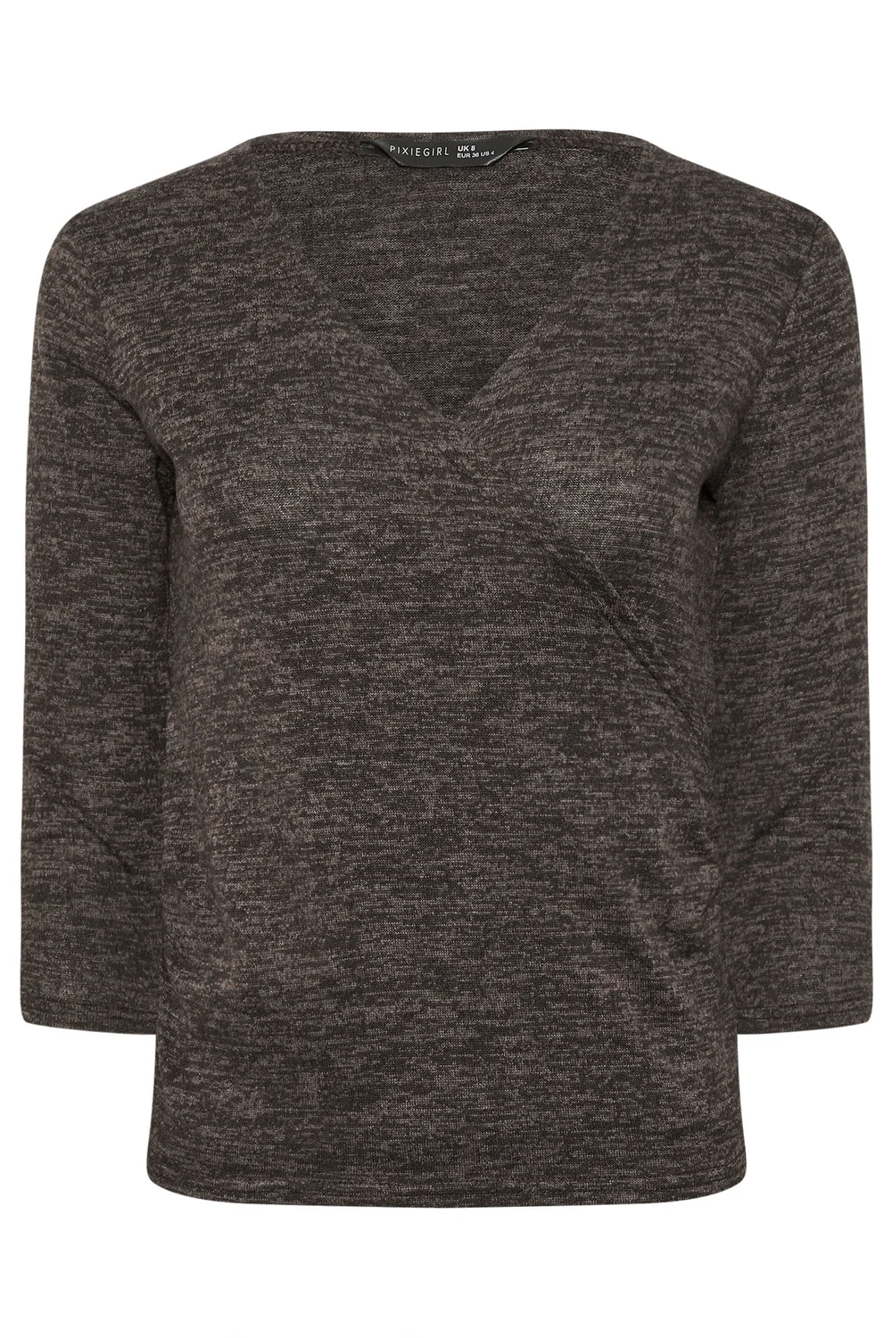 PixieGirl Petite Chocolate Brown Marl Wrap Top - 10 Image 5