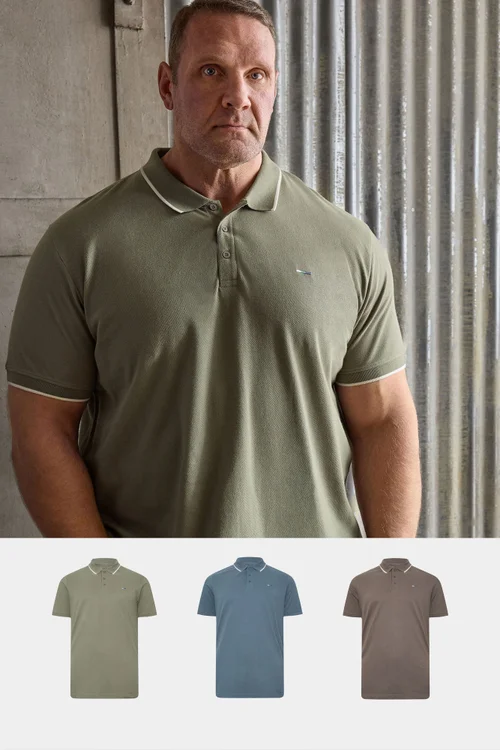 BadRhino 3 Pack Blue/Green/Brown Tipped Polo Shirt - 2XL Image 1