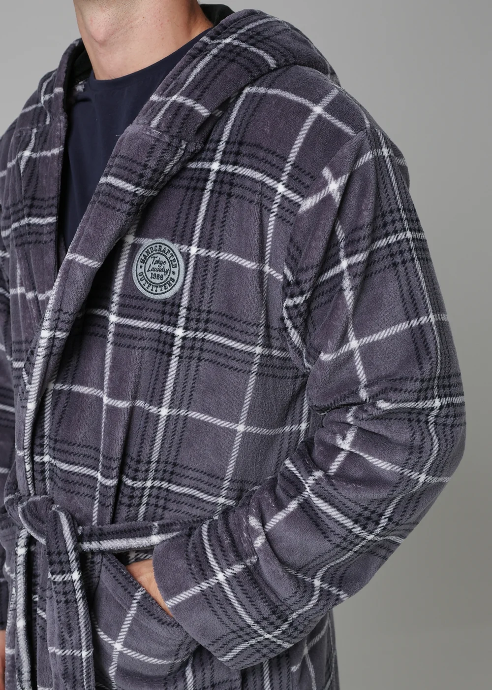 Tokyo Laundry Grey Check Print Dressing Gown - Medium Image 3