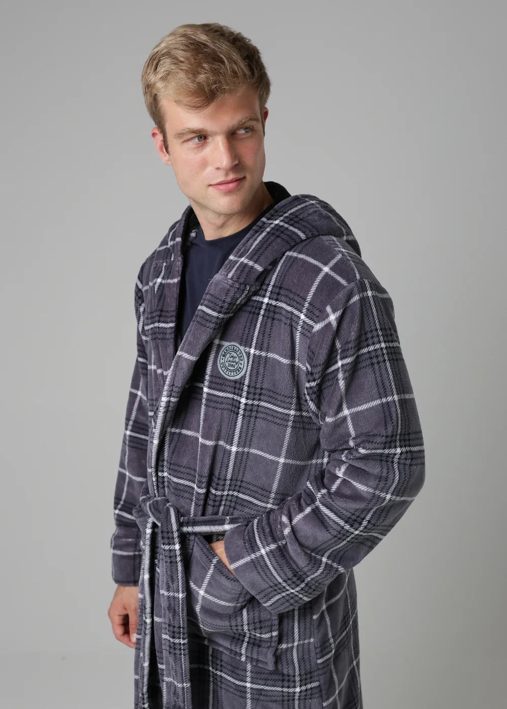 Tokyo Laundry Grey Check Print Dressing Gown - Medium Image 4
