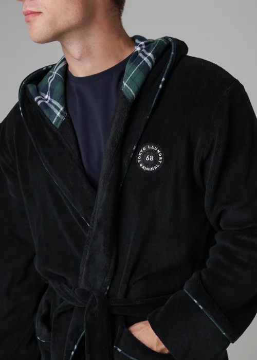 Tokyo Laundry Black Plush Dressing Gown - Extra Large Image 3
