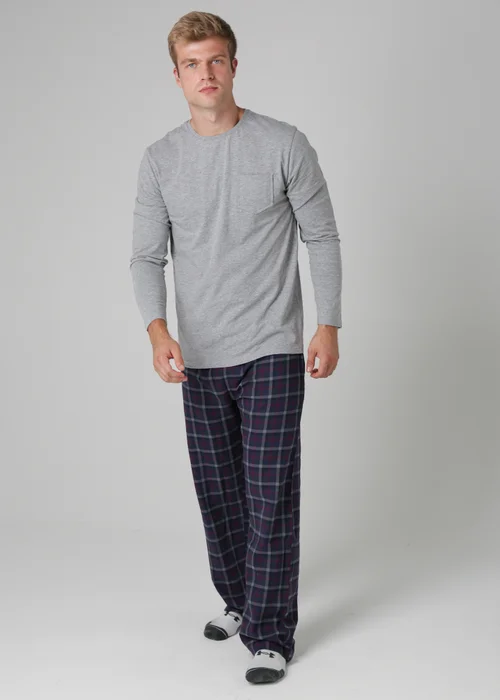 Tokyo Laundry Grey Cotton Long Sleeve Pyjama Set - Medium Image 1
