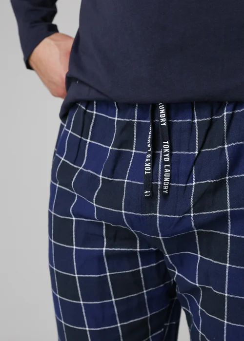 Tokyo Laundry Blue Cotton Checked Pyjama Trousers - Medium Image 3