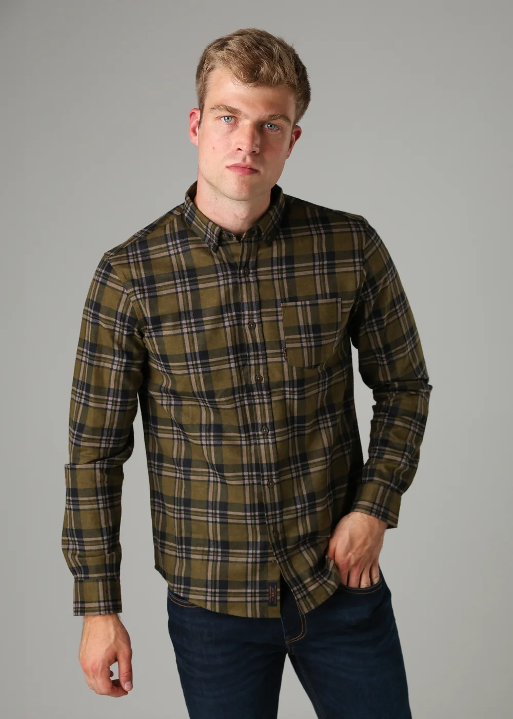 Tokyo Laundry Olive Cotton Printed Long Sleeve Shirt - S Image 1