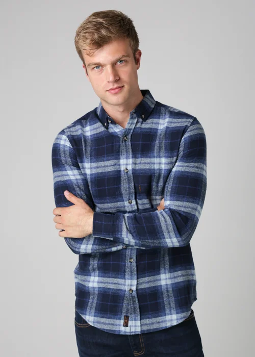 Tokyo Laundry Navy Cotton Printed Long Sleeve Shirt - 2XL Image 1