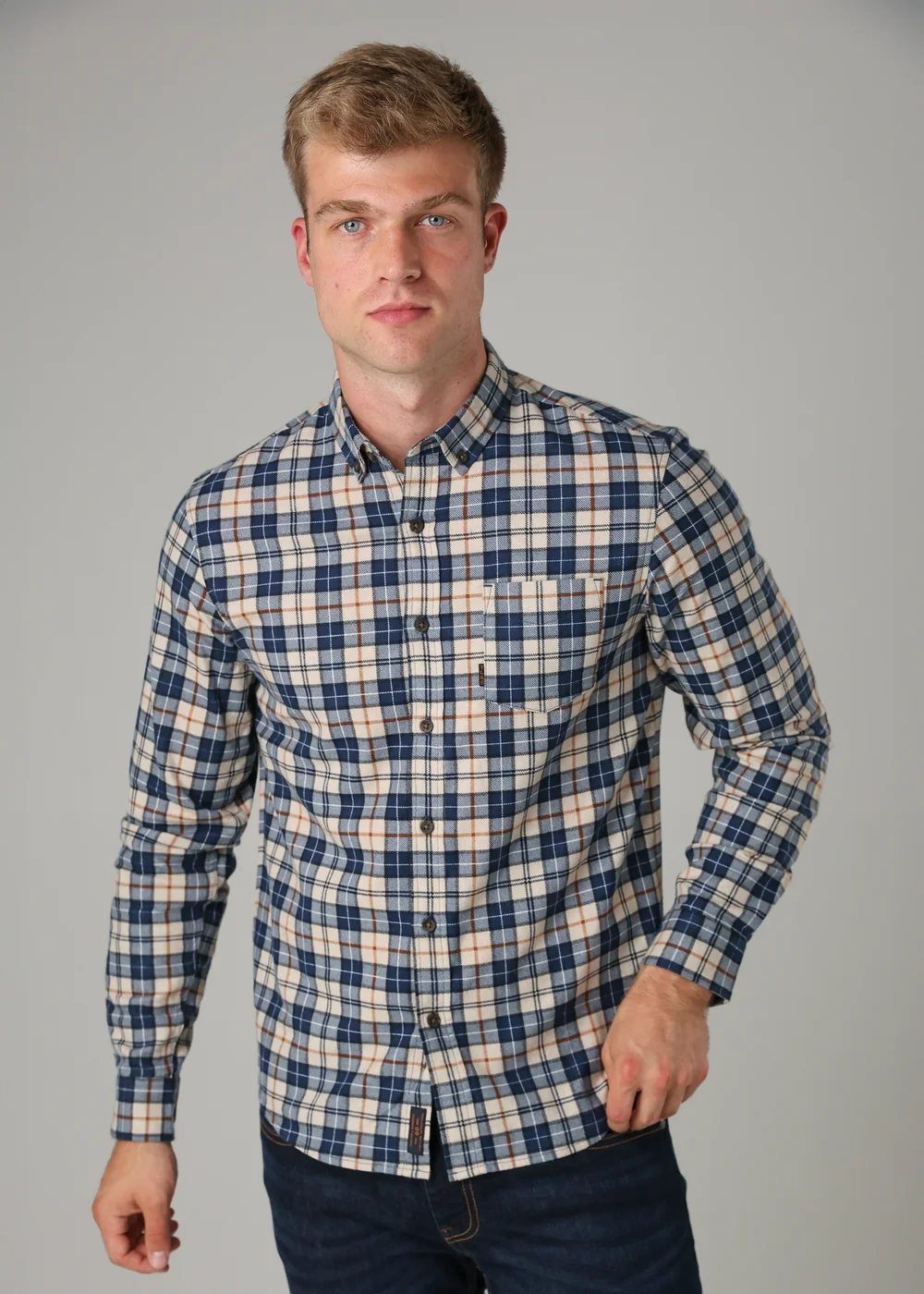 Tokyo Laundry Dark Blue Cotton Printed Long Sleeve Shirt - S Image 1