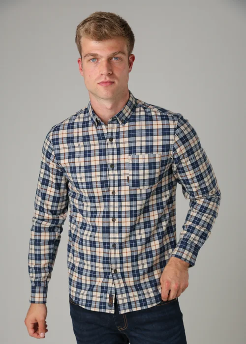 Tokyo Laundry Dark Blue Cotton Printed Long Sleeve Shirt - S Image 1