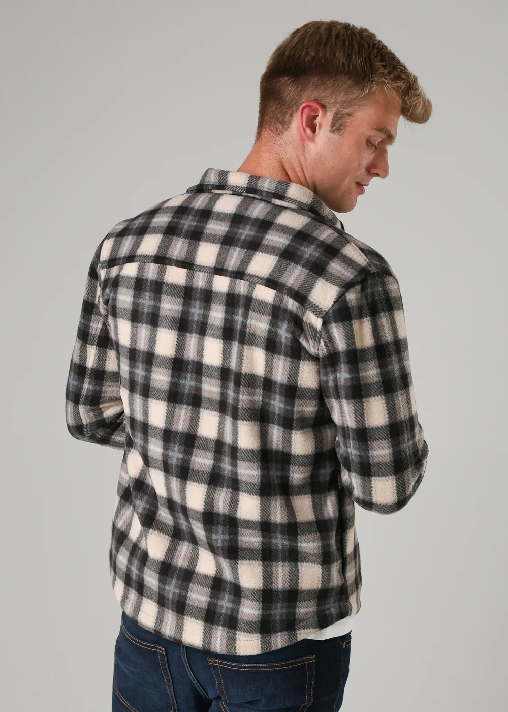 Tokyo Laundry Grey Checked Yarn-Dyed Fleece Shirt - L Image 2