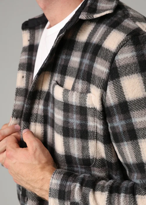 Tokyo Laundry Grey Checked Yarn-Dyed Fleece Shirt - L Image 3