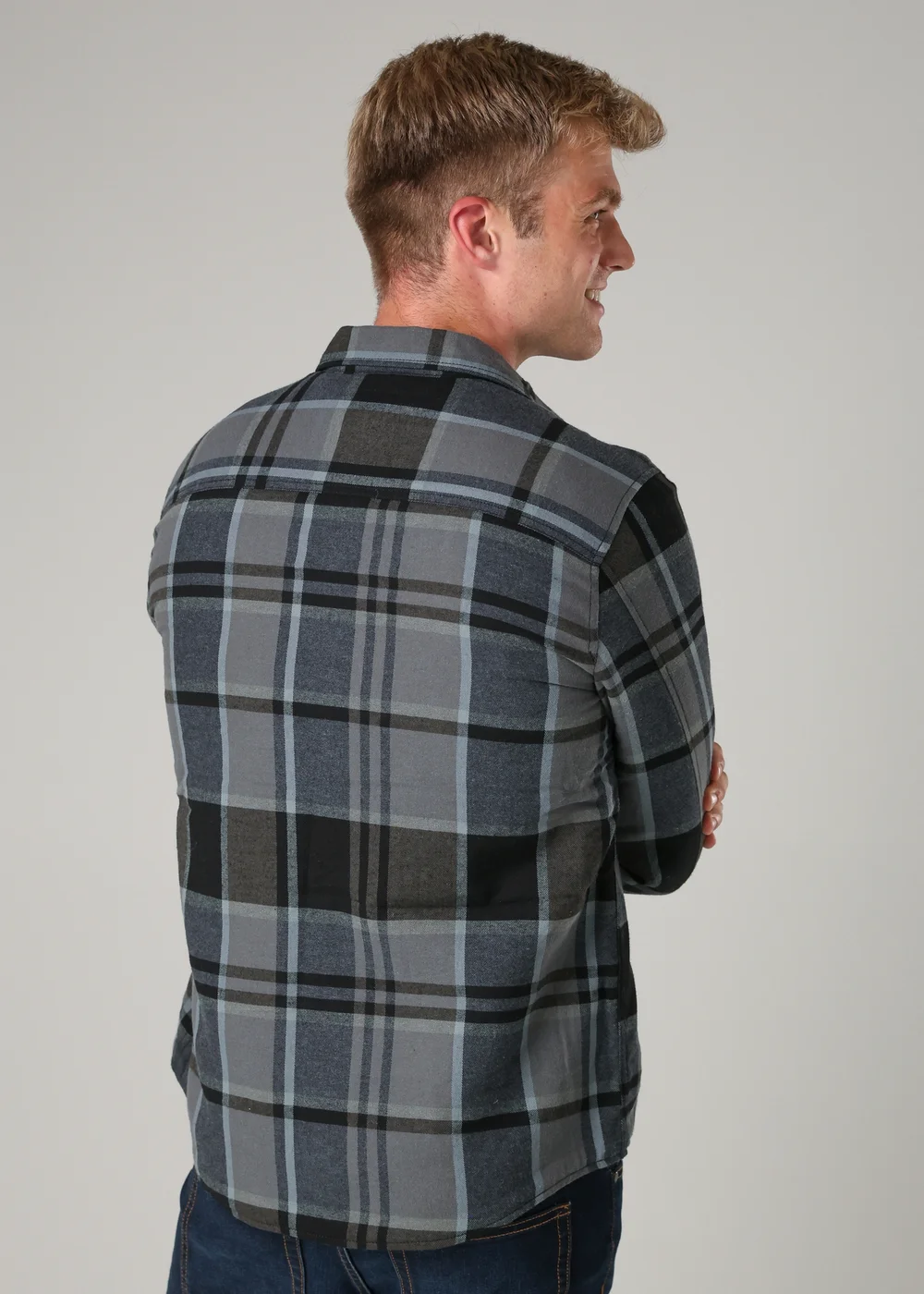 Tokyo Laundry Black Cotton Checked Long Sleeve Shirt with Sherpa Lining - M Image 2