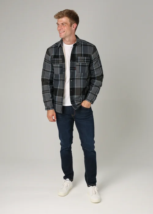 Tokyo Laundry Black Cotton Checked Long Sleeve Shirt with Sherpa Lining - M Image 3