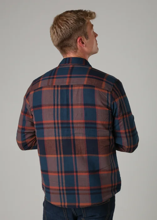 Tokyo Laundry Navy Cotton Checked Long Sleeve Shirt with Sherpa Lining - L Image 2