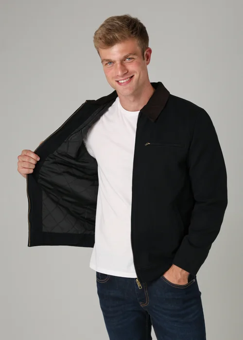Tokyo Laundry Black Cotton Canvas Chore Jacket with Zip - 2XL Image 3