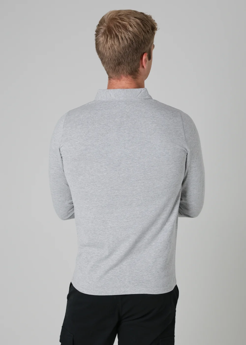 Tokyo Laundry Light Grey Long Sleeve Cotton Polo Shirt - S Image 2