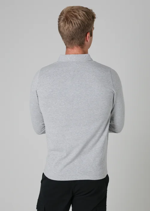 Tokyo Laundry Light Grey Long Sleeve Cotton Polo Shirt - S Image 2