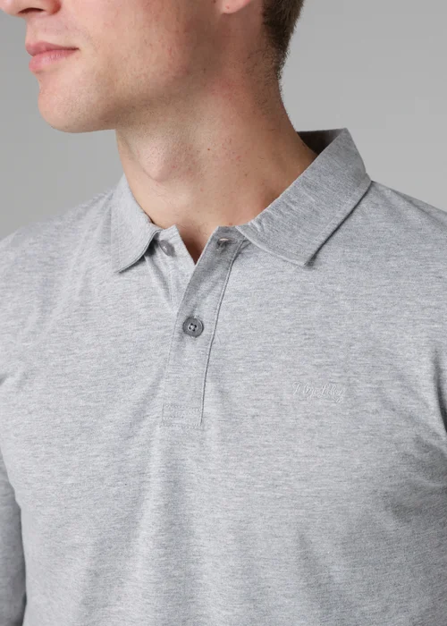 Tokyo Laundry Light Grey Long Sleeve Cotton Polo Shirt - S Image 3