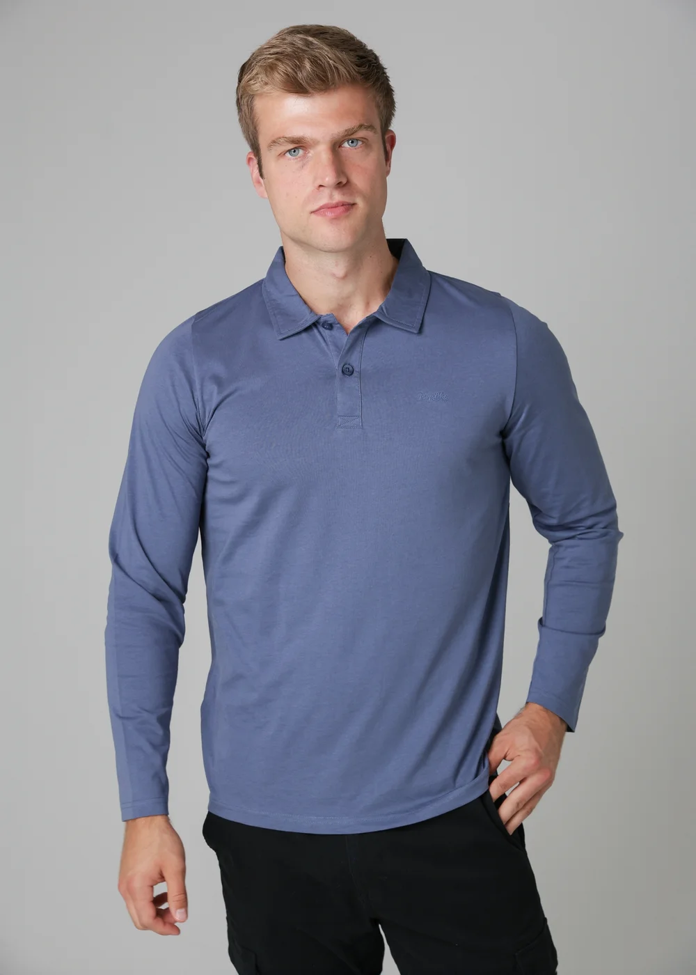 Tokyo Laundry Navy Long Sleeve Cotton Polo Shirt - XL Image 1