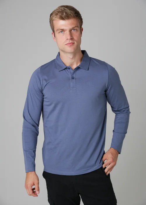 Tokyo Laundry Navy Long Sleeve Cotton Polo Shirt - XL Image 1