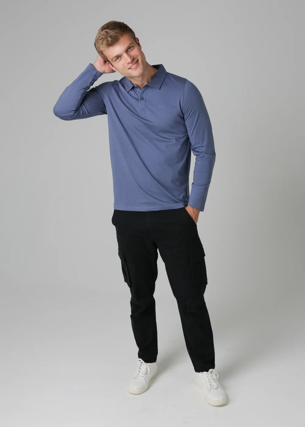 Tokyo Laundry Navy Long Sleeve Cotton Polo Shirt - XL Image 4