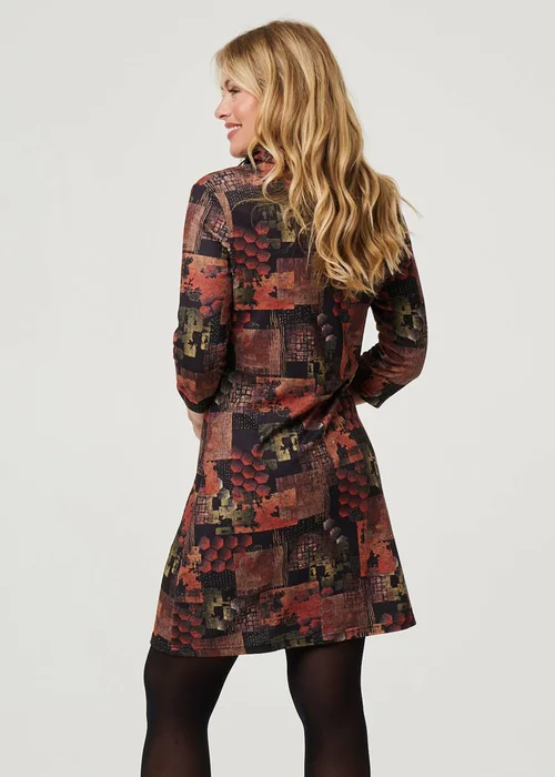Izabel London Brown Printed 3/4 Sleeve Collared Short Dress - 10 Image 2