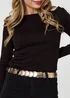 Izabel London Silver Two Tone Metallic Coin Detail Belt - One Size Image 4