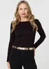 Izabel London Silver Two Tone Metallic Coin Detail Belt - One Size Image 1