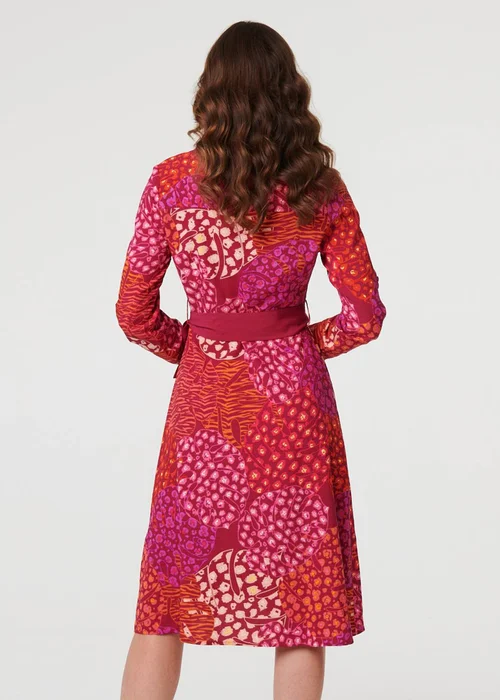 Izabel London Pink Printed Long Sleeve Collared Midi Dress - 8 Image 2