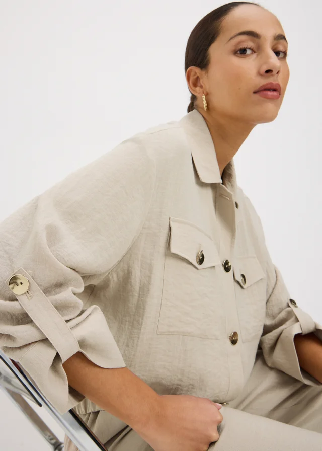 Oatmeal Soft Utility Co Ord Jacket
