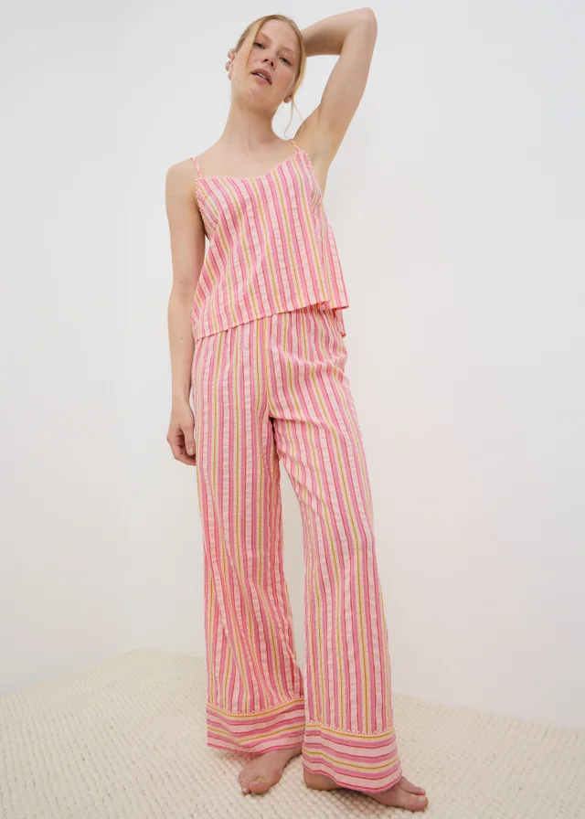 Pink Stripe Cami Wide Leg Pyjama Set