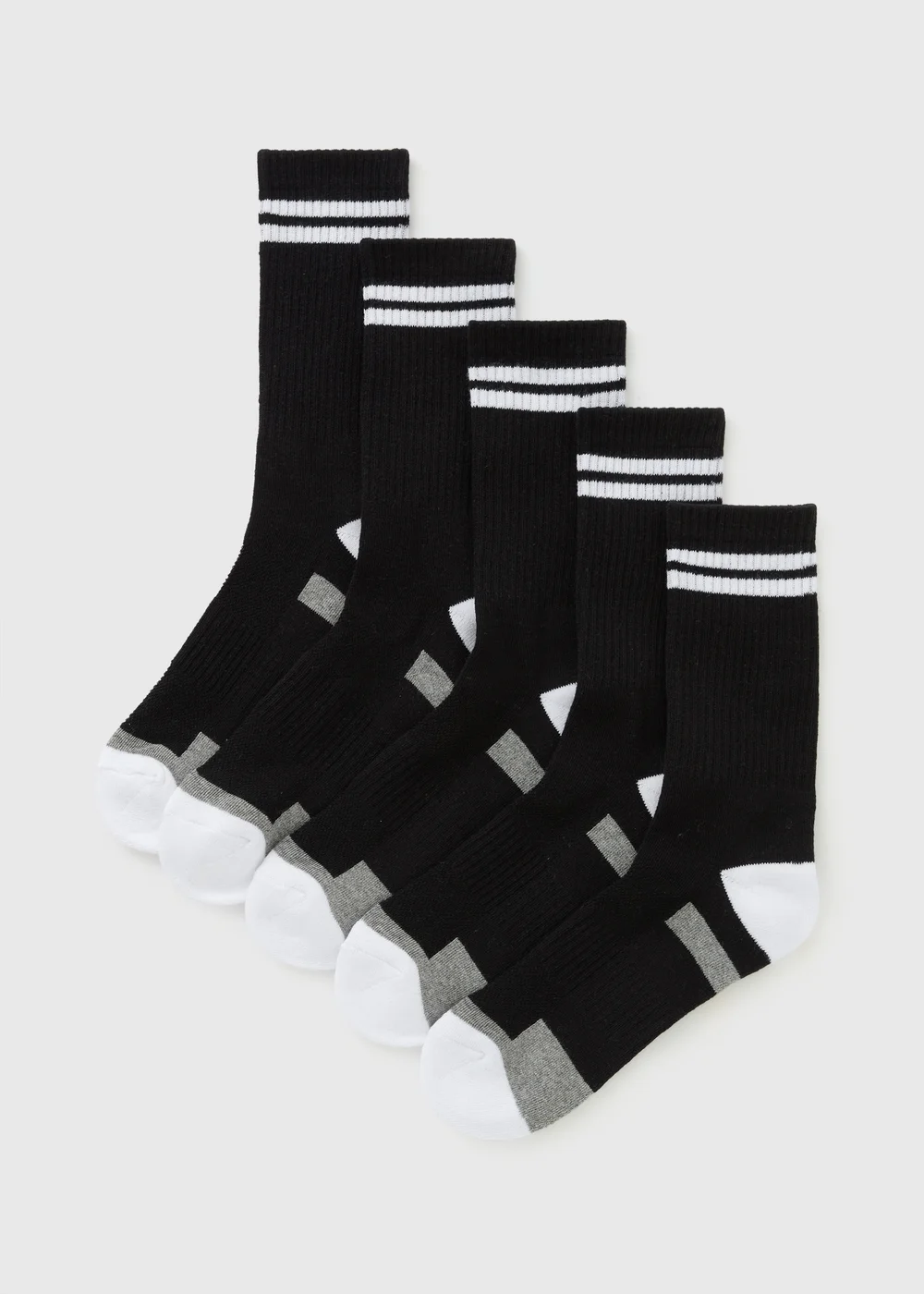 5 Pack Black Athletic Sports Socks - 9-10 Image 1