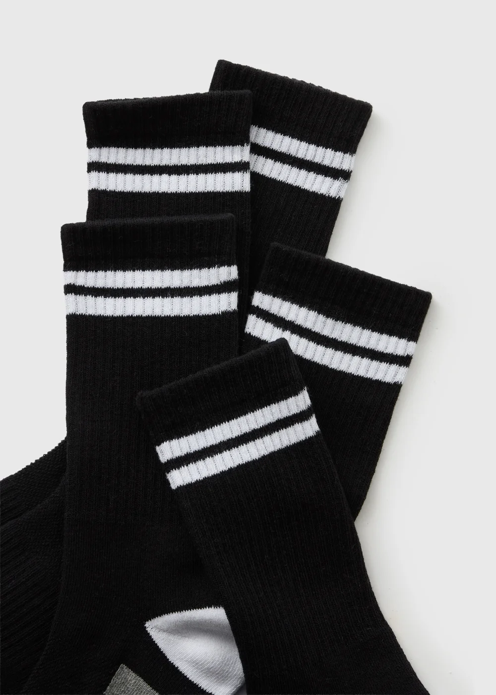 5 Pack Black Athletic Sports Socks - 9-10 Image 2
