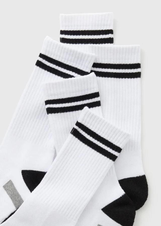 5 Pack White Athletic Sports Socks