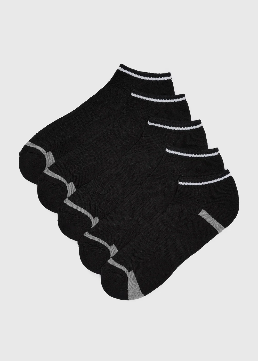 5 Pack Black Athletic Trainer Socks - 6-8.5 Image 1