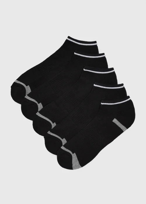 5 Pack Black Athletic Trainer Socks - 6-8.5 Image 1