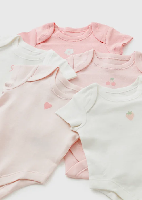 5 Pack Baby Pink Bodysuits (0-23mths) - 9-12 months Image 2