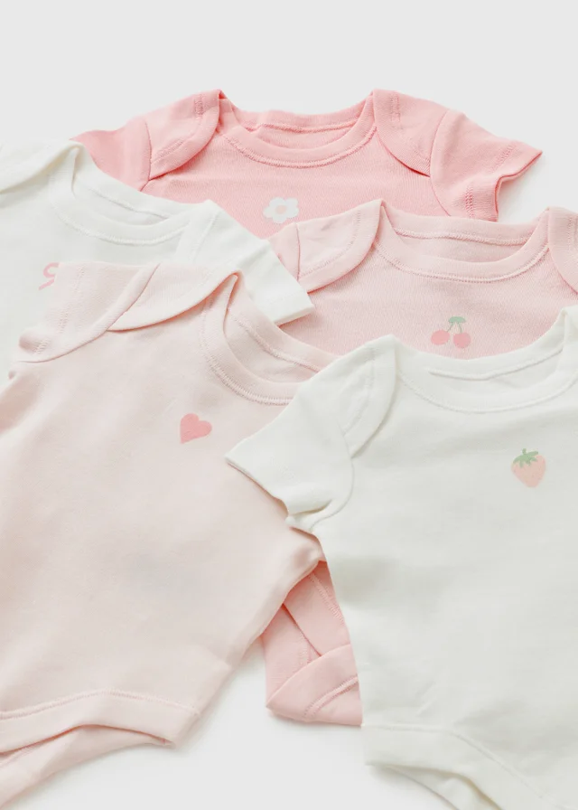 5 Pack Baby Pink Bodysuits (0-23mths)