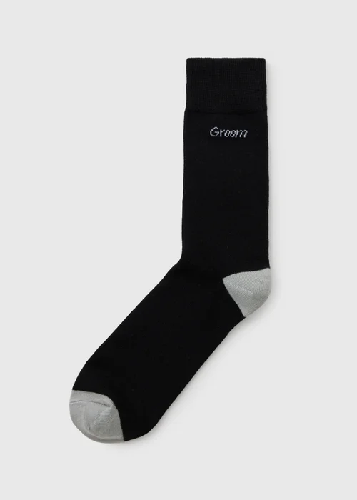 Black Groom Wedding Ankle Socks - 6-8.5 Image 1