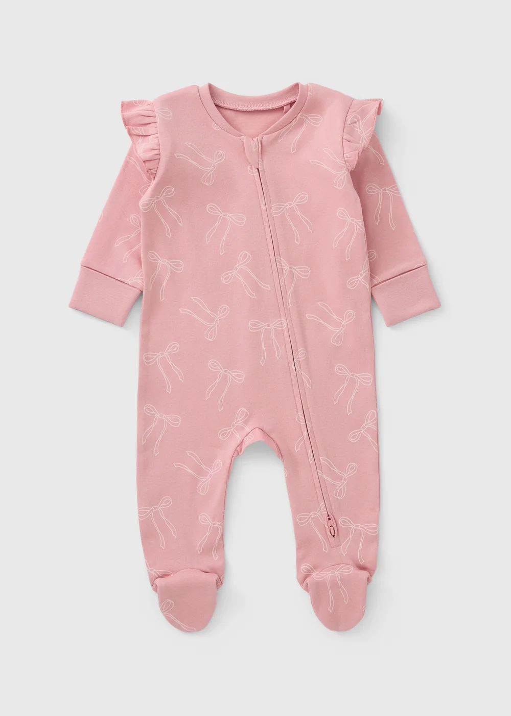 Baby Pink Bow Zipped Sleepsuit (Newborn-23mths) - Age 12 - 18 Months Image 1