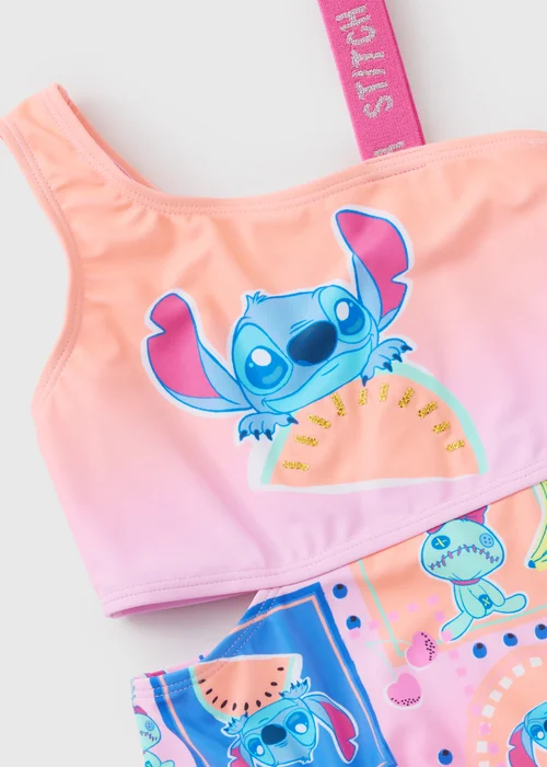 Disney Girls Coral Stitch Swimsuit (4-13yrs) - Age 4 Years Image 2