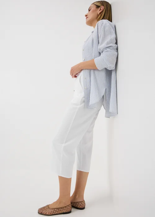 White Cropped Clipper Trousers - 18 Image 1
