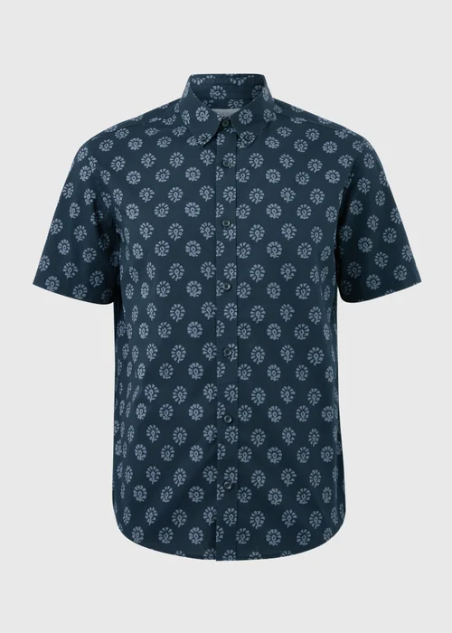 Navy Geometric Oxford Shirt - S Image 4