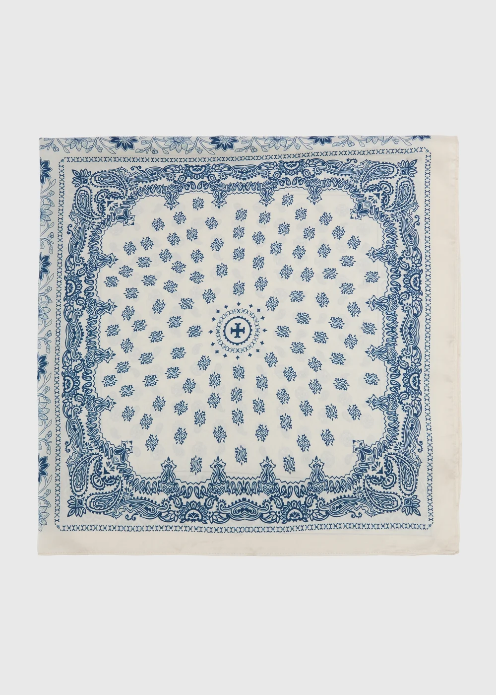 Cream Paisley Satin Scarf - One Size Image 1