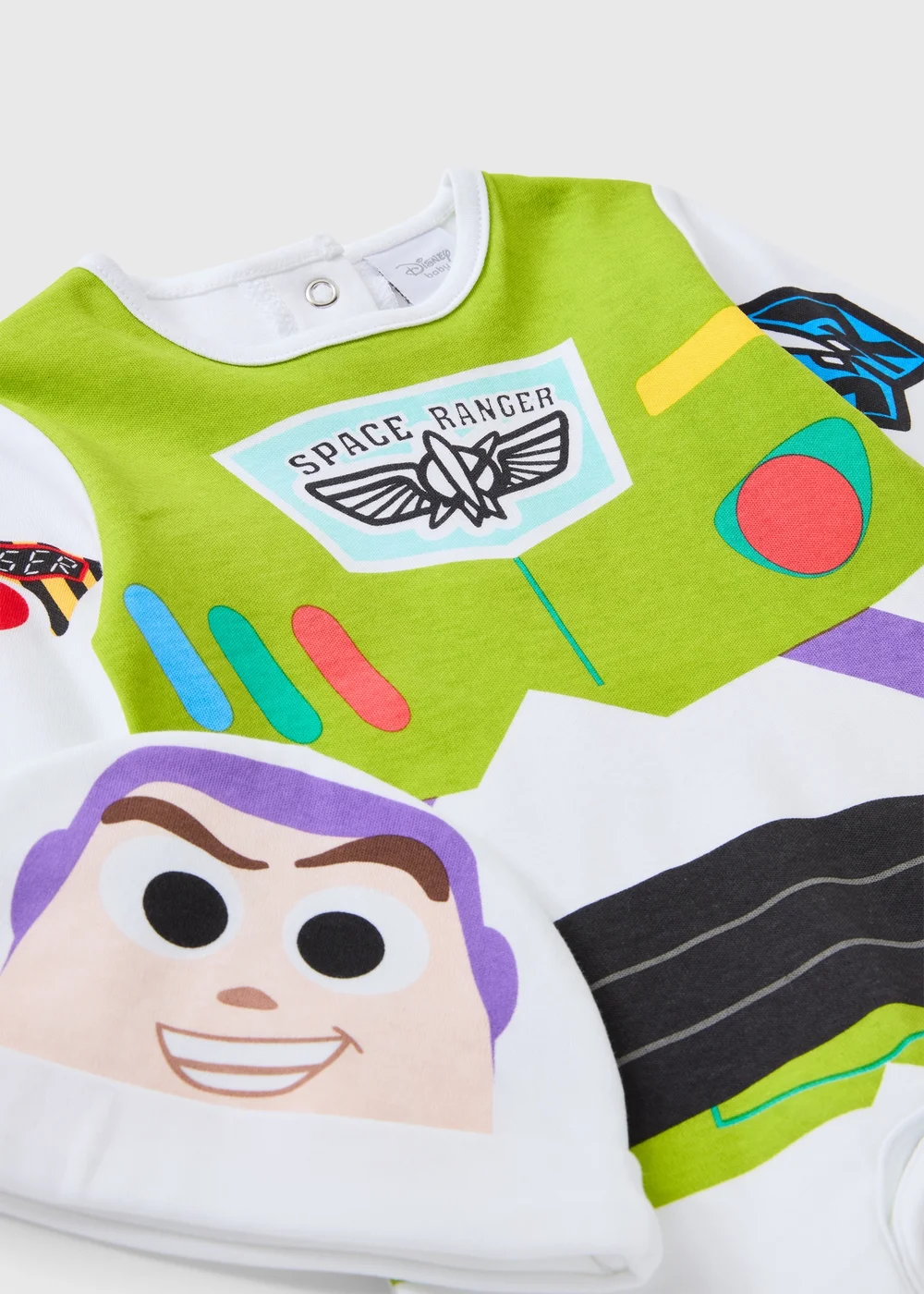 Disney Toy Story Baby Green Buzz Lightyear Sleepsuit & Hat Set (Newborn-12mths) - Up to 1 Month Image 2