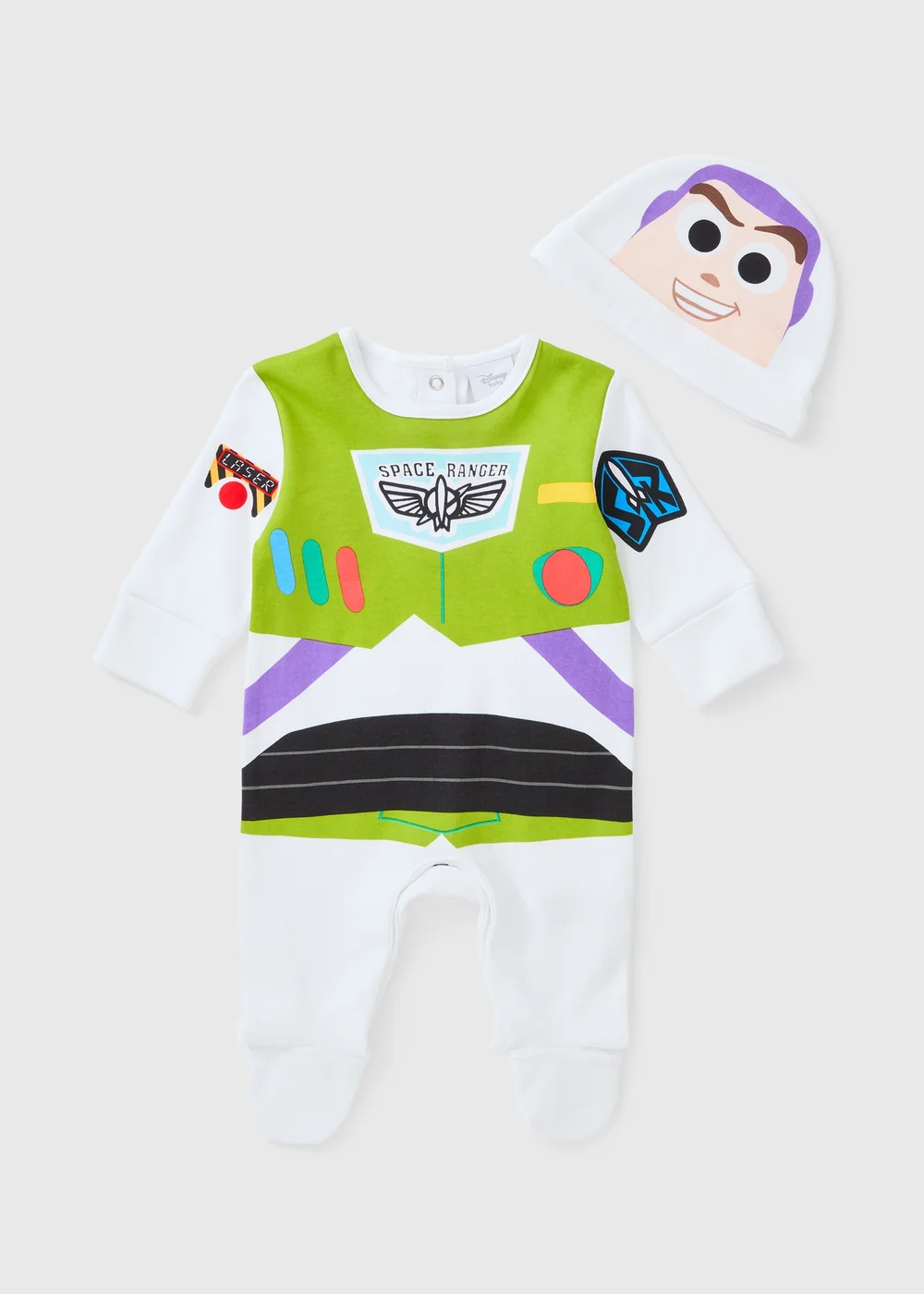 Disney Toy Story Baby Green Buzz Lightyear Sleepsuit & Hat Set (Newborn-12mths) - Up to 1 Month Image 1