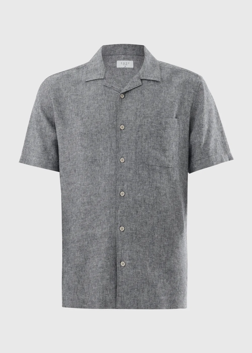 Slate Linen Blend Revere Short Sleeve Shirt - L Image 4