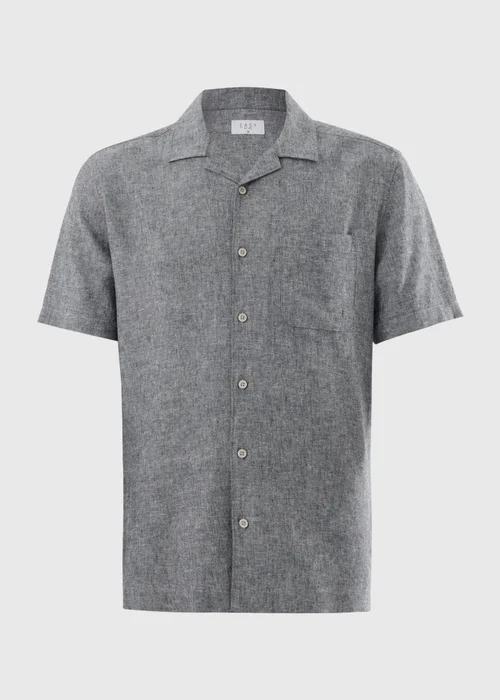 Slate Linen Blend Revere Short Sleeve Shirt - L Image 4