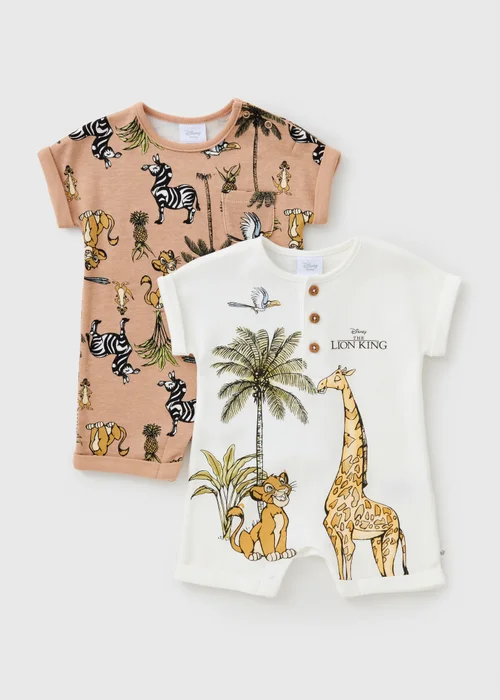 Disney 2 Pack Baby Cream Lion King Rompers (0-18mths) - First Size Image 1