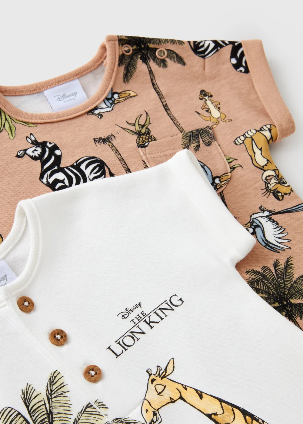 Disney 2 Pack Baby Cream Lion King Rompers (0-18mths) - First Size Image 2