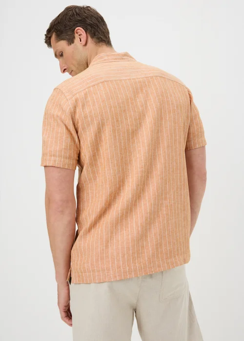 Peach Stripe Linen Blend Shirt - S Image 2
