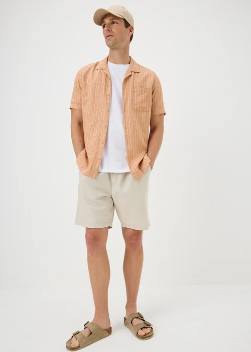 Peach Stripe Linen Blend Shirt - S Image 1
